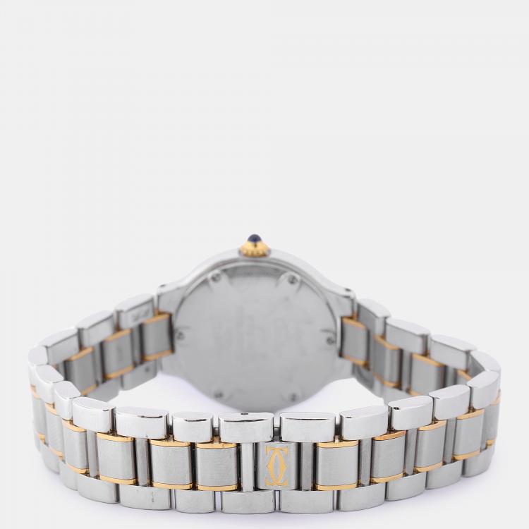 Pre Owned Cartier Silver Two Tone Stainless Steel Must de Cartier W10073R6 Women's Wristwatch 28 mm