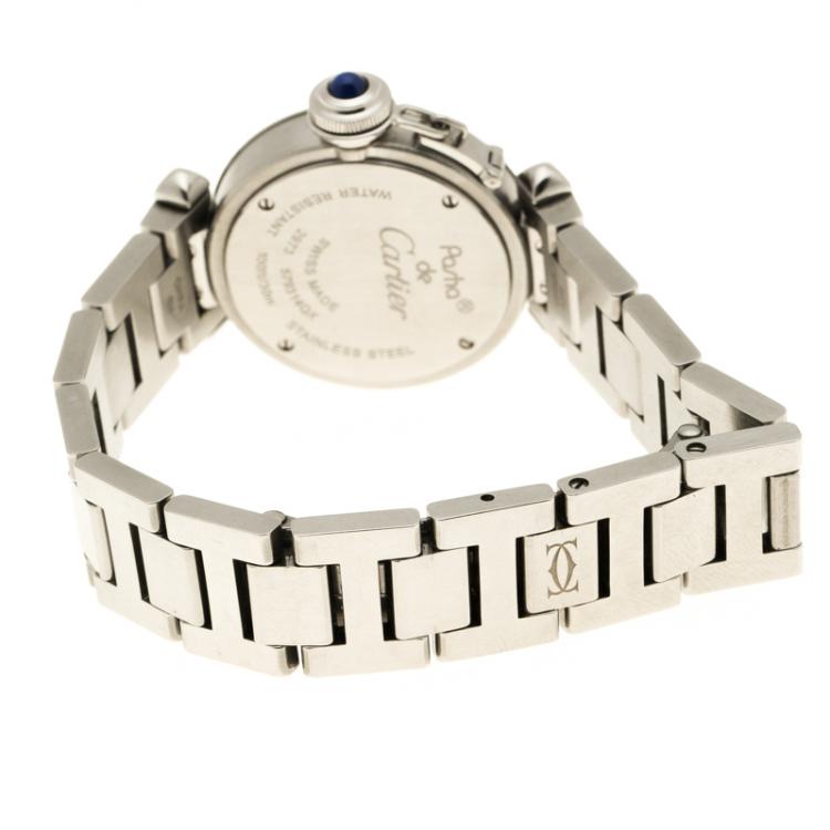 مملوكة مسبقًا Cartier Cream Stainless Steel Miss Pasha Women's Wristwatch 27 mm