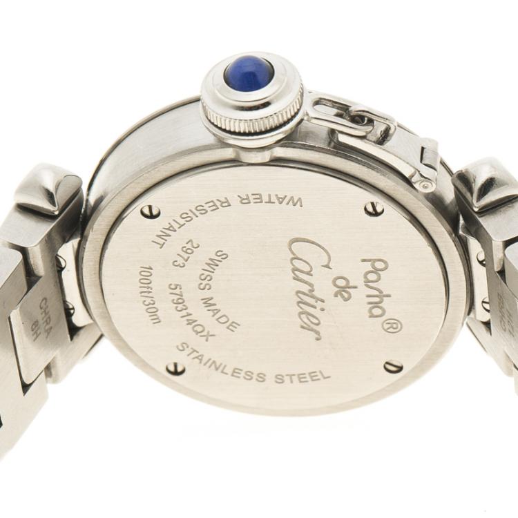 مملوكة مسبقًا Cartier Cream Stainless Steel Miss Pasha Women's Wristwatch 27 mm