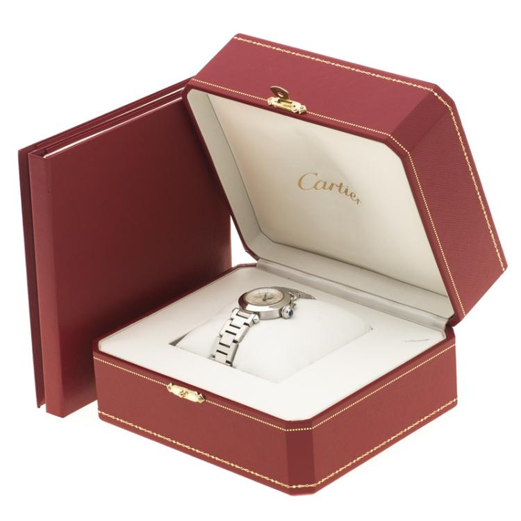 مملوكة مسبقًا Cartier Cream Stainless Steel Miss Pasha Women's Wristwatch 27 mm