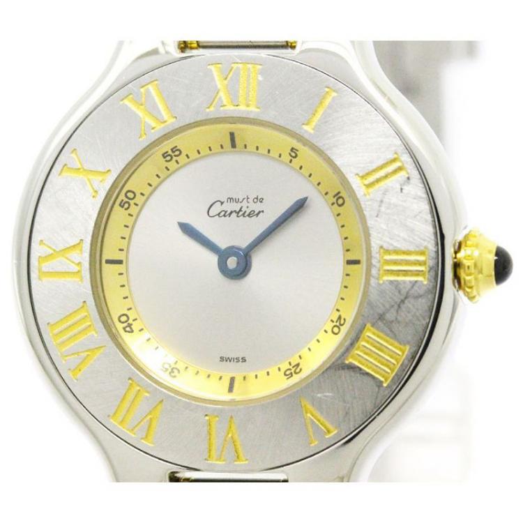 Pre Owned Cartier Ivory Stainless Steel Must 21 Women's Wristwatch 28MM