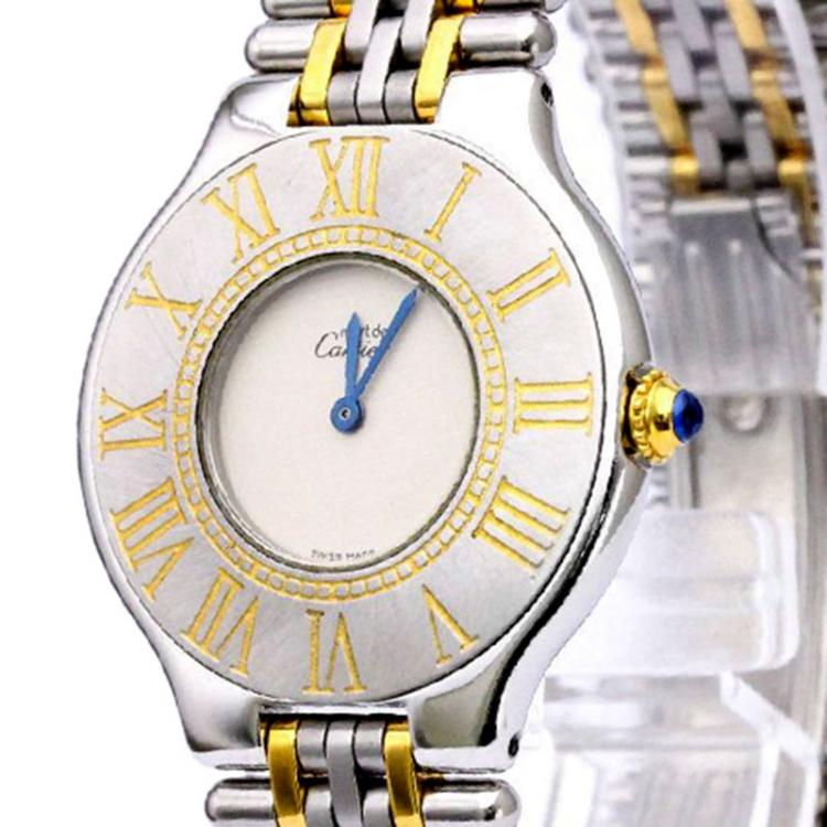 Pre Owned Cartier Ivory Stainless Steel Must 21 Women's Wristwatch 28MM
