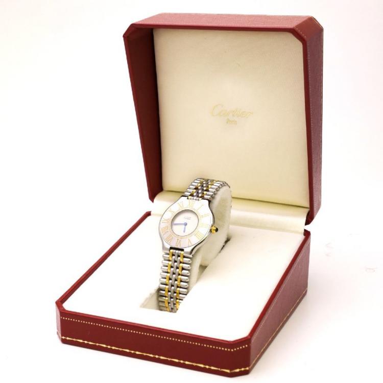 Pre Owned Cartier Ivory Stainless Steel Must 21 Women's Wristwatch 28MM