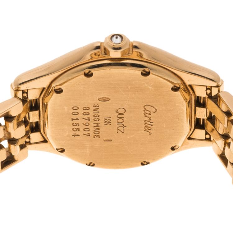 مملوكة مسبقًا Cartier Cream 18K Yellow Gold and Diamonds Cougar Women's Wristwatch 26MM