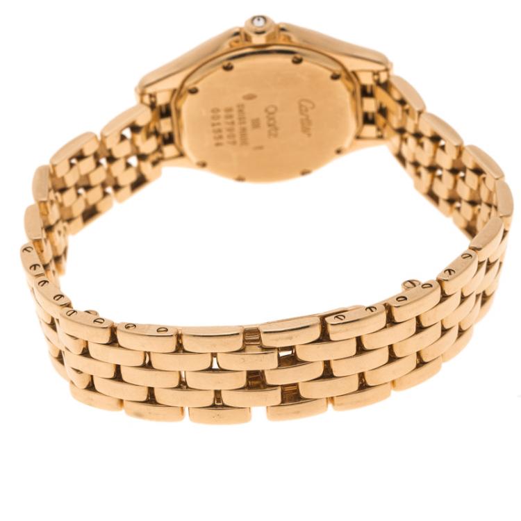 مملوكة مسبقًا Cartier Cream 18K Yellow Gold and Diamonds Cougar Women's Wristwatch 26MM