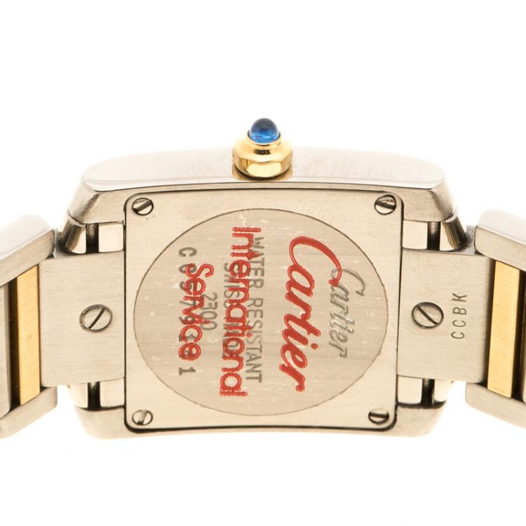 Pre Owned Cartier Cream 18K Gold and Stainless Steel Tank Francaise Women's Wristwatch 20 mm