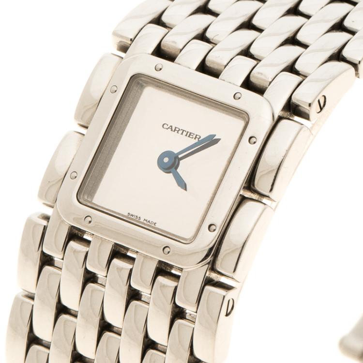 مملوكة مسبقًا Cartier Silver Stainless Steel Panthere Ruban Women's Wristwatch 21 mm