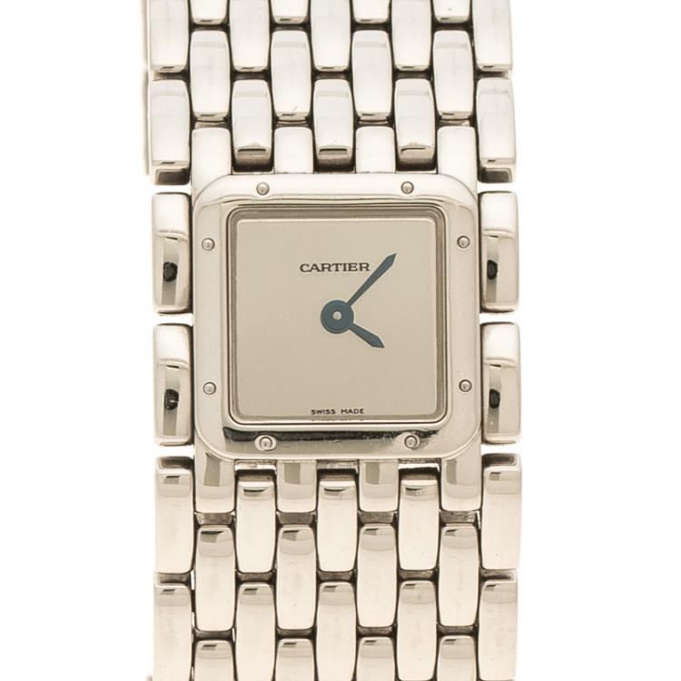 مملوكة مسبقًا Cartier Silver Stainless Steel Panthere Ruban Women's Wristwatch 21 mm
