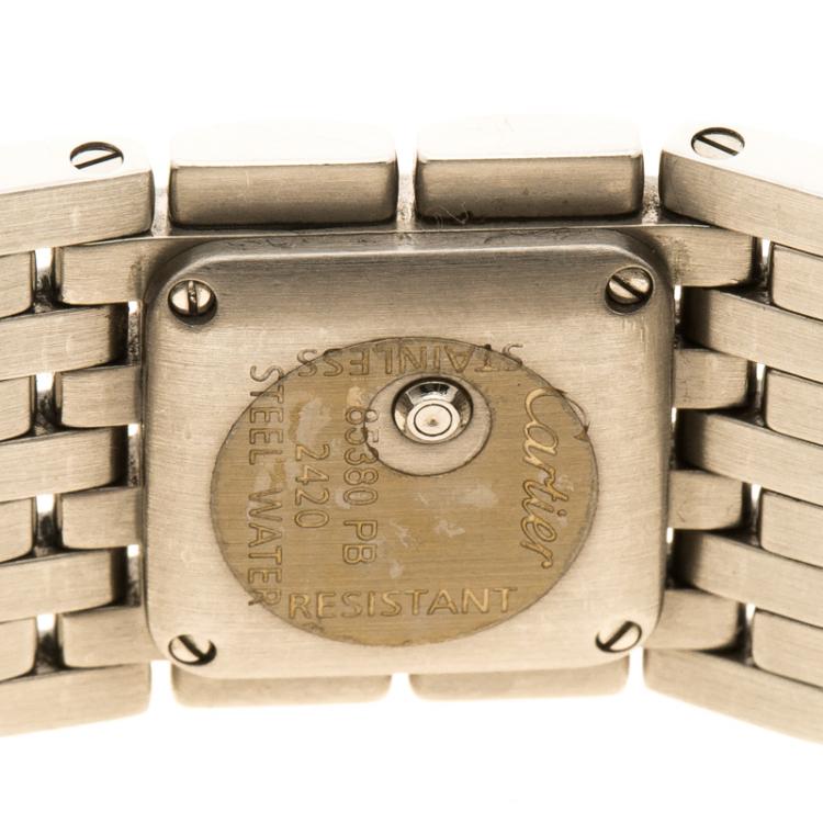 مملوكة مسبقًا Cartier Silver Stainless Steel Panthere Ruban Women's Wristwatch 21 mm