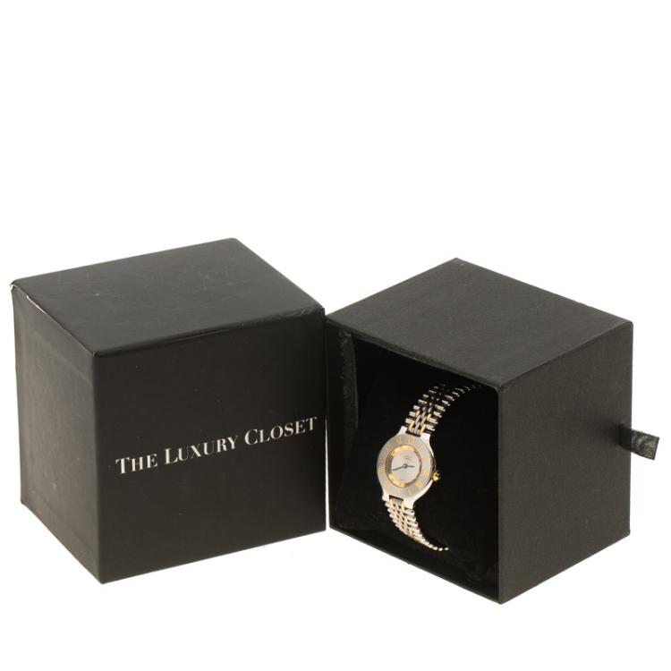 مملوكة مسبقًا Cartier Silver Stainless Steel Must De Cartier 21 Women's Wristwatch 28 mm