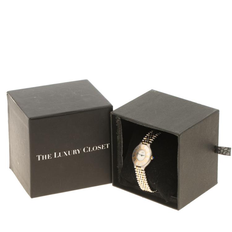 Pre Owned Cartier White Stainless Steel Must De Cartier 21 Women's Wristwatch 28 mm