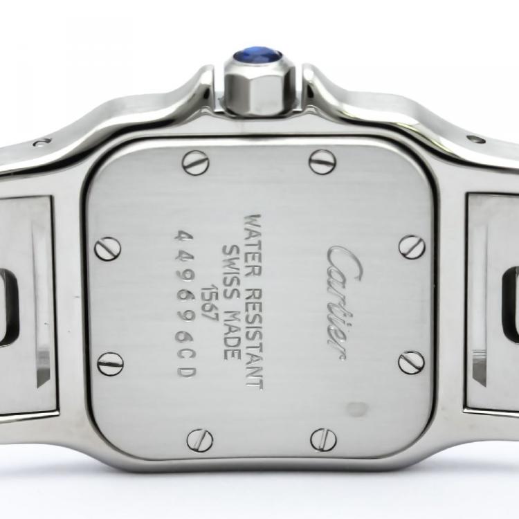 مملوكة مسبقًا Cartier White 18K Yellow Gold & Stainless Steel Santos Galbee Women's Wristwatch 24MM