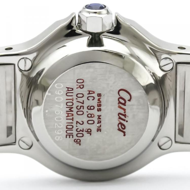 Pre Owned Cartier Grey 18K Yellow Gold & Stainless Steel Santos Octagon Women's Wristwatch 24MM