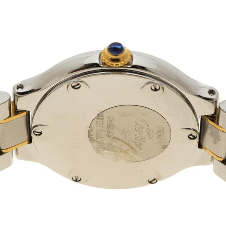 مملوكة مسبقًا Cartier Silver Grey Stainless Steel Must 21 Women's Wristwatch 28 mm