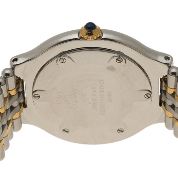 مملوكة مسبقًا Cartier Silver Grey Stainless Steel Must De Cartier 21 Women's Wristwatch 31 mm