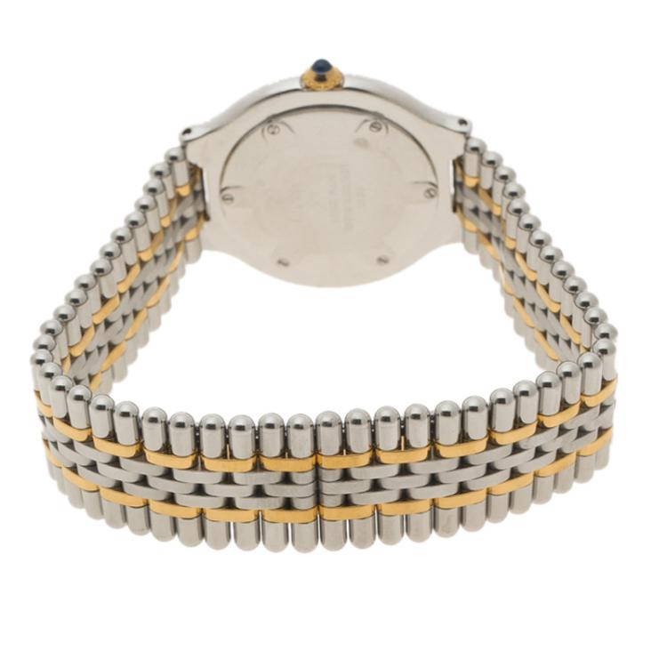 مملوكة مسبقًا Cartier Silver Grey Stainless Steel Must De Cartier 21 Women's Wristwatch 31 mm