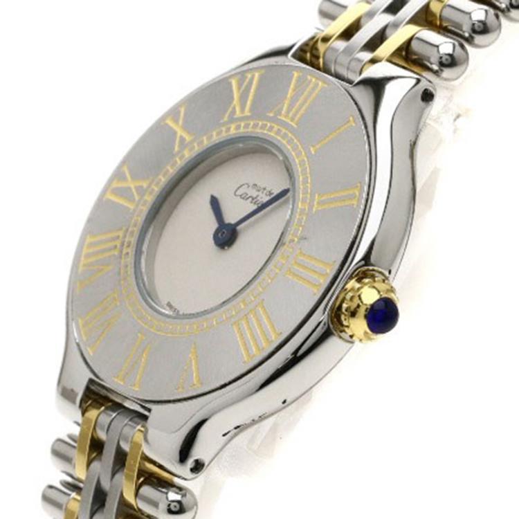 Pre Owned Cartier Silver Stainless Steel Must 21 Women's Wristwatch 28MM