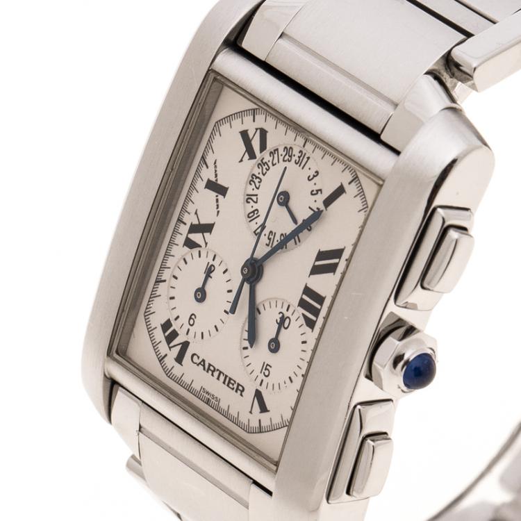 مملوكة مسبقًا Cartier Cream Stainless Steel Tank Francaise 2303 Women's Wristwatch 28 mm