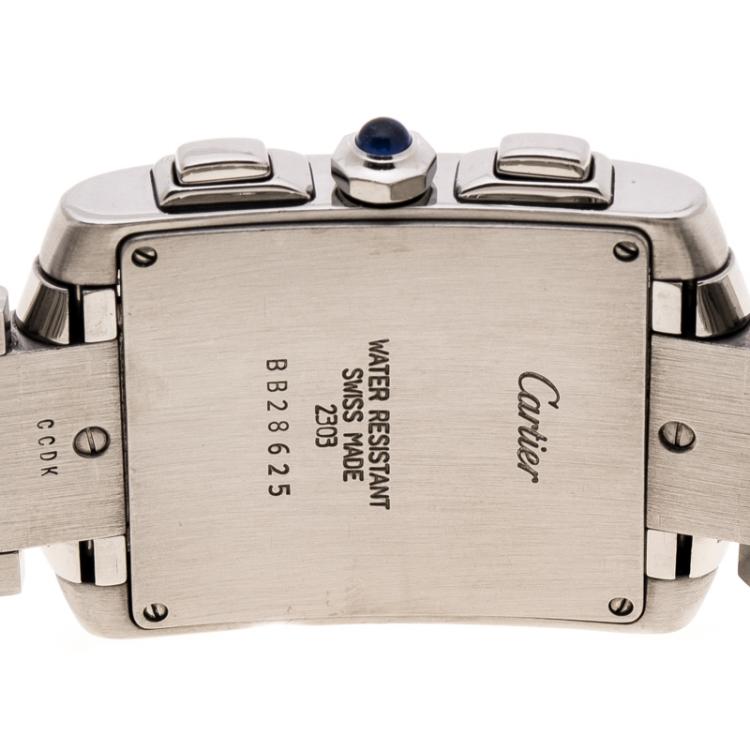 مملوكة مسبقًا Cartier Cream Stainless Steel Tank Francaise 2303 Women's Wristwatch 28 mm
