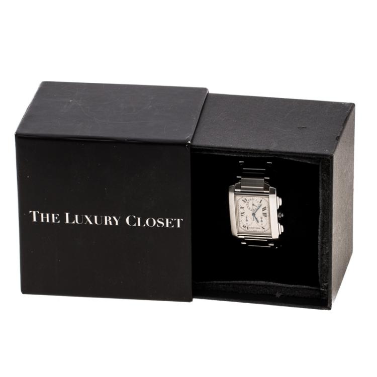 مملوكة مسبقًا Cartier Cream Stainless Steel Tank Francaise 2303 Women's Wristwatch 28 mm