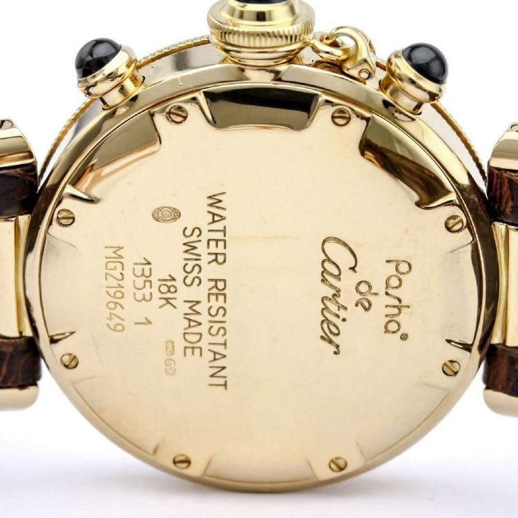 Pre Owned Cartier Grey 18K Yellow Gold Pasha Women's Wristwatch 35MM