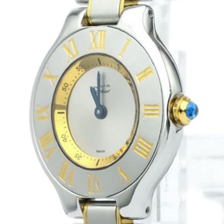 Pre Owned Cartier Silver Stainless Steel Must 21 Women's Wristwatch 28MM