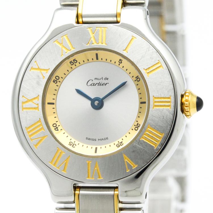 Pre Owned Cartier Silver Stainless Steel Must 21 Women's Wristwatch 28MM