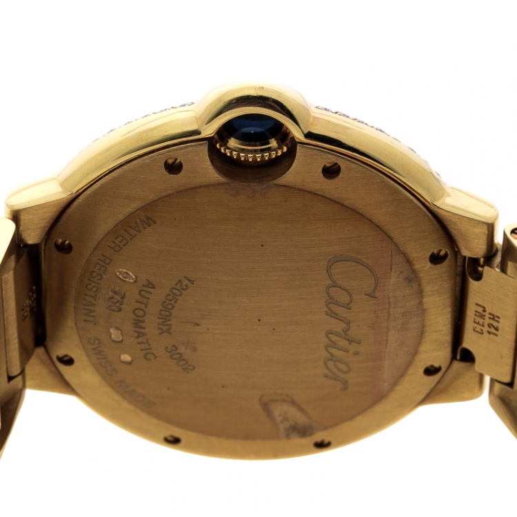 Pre Owned Cartier Ballon Bleu 18k Yellow Gold & Diamonds 3002 Women's Wristwatch 36MM
