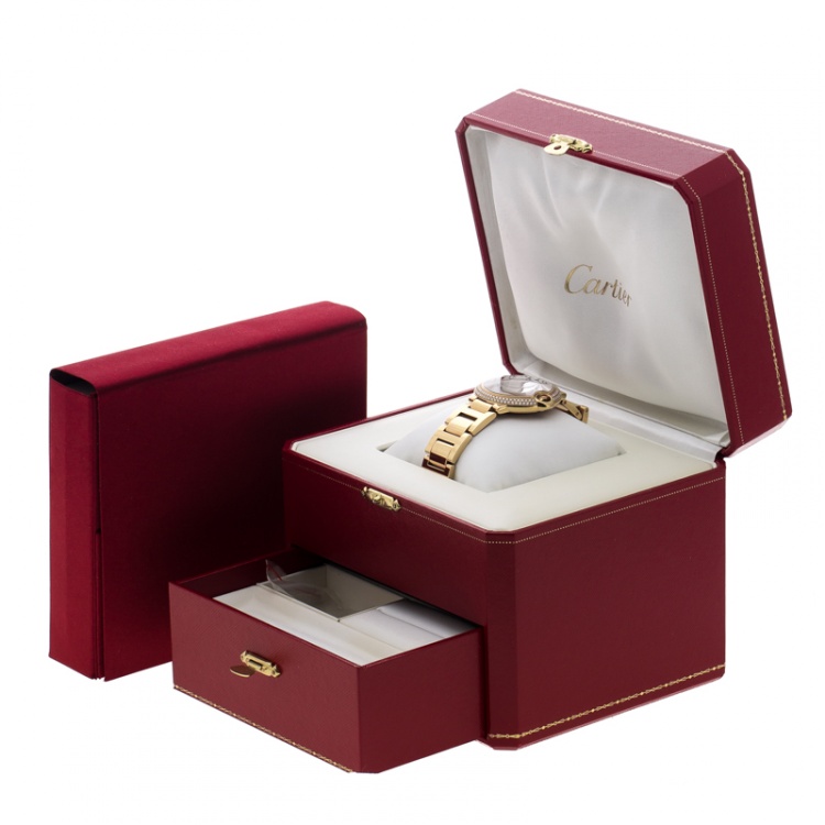 Pre Owned Cartier Ballon Bleu 18k Yellow Gold & Diamonds 3002 Women's Wristwatch 36MM