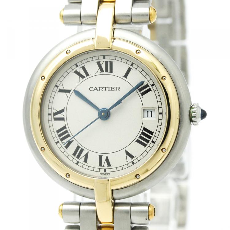 مملوكة مسبقًا Cartier Ivory 18K Yellow Gold and Stainless Steel Panthere Vendome Women's Wristwatch 30MM