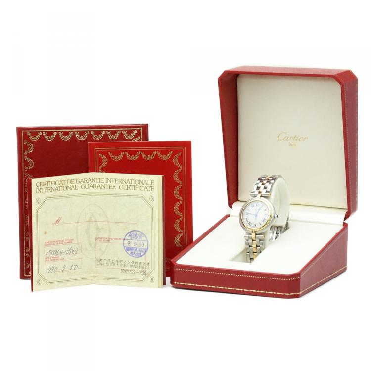 مملوكة مسبقًا Cartier Ivory 18K Yellow Gold and Stainless Steel Panthere Vendome Women's Wristwatch 30MM