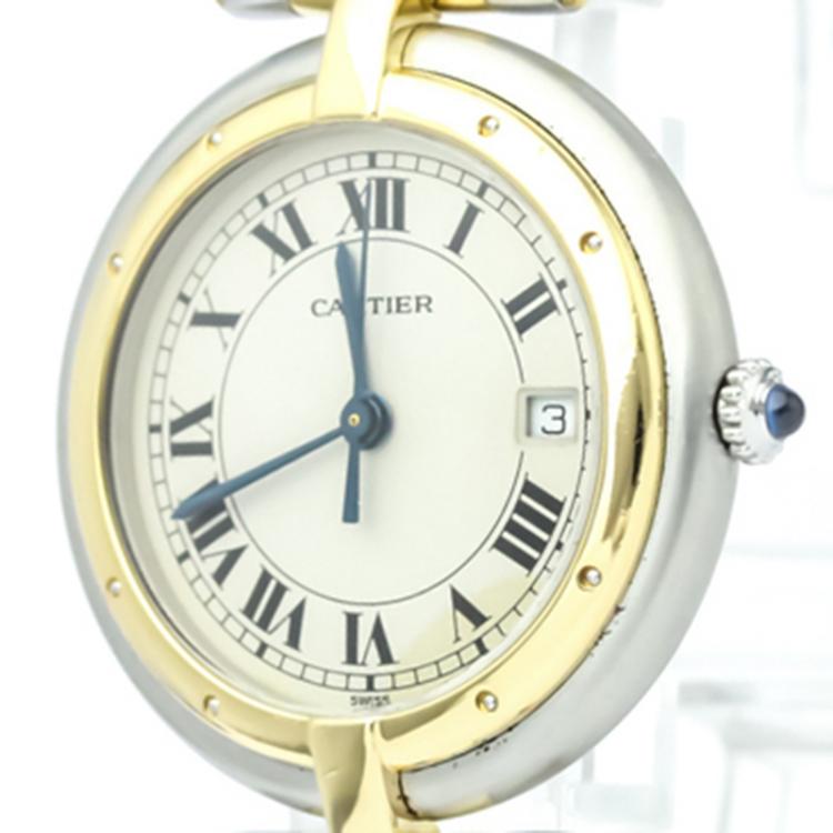 مملوكة مسبقًا Cartier Ivory 18K Yellow Gold and Stainless Steel Panthere Vendome Women's Wristwatch 30MM