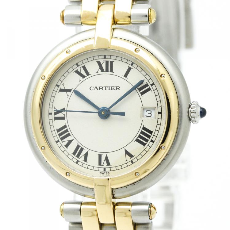 مملوكة مسبقًا Cartier Ivory 18K Yellow Gold and Stainless Steel Panthere Vendome Women's Wristwatch 30MM