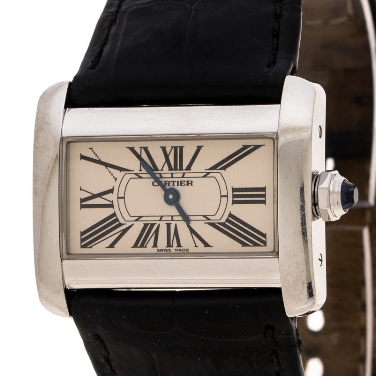 مملوكة مسبقًا Cartier Cream Stainless Steel Tank Divan 2599 Women's Wristwatch 31 mm