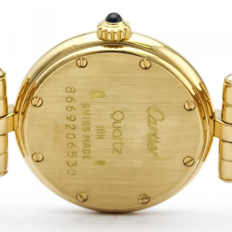 Pre Owned Cartier Silver 18K Yellow Gold Panthere Vendome Women's Wristwatch 24MM