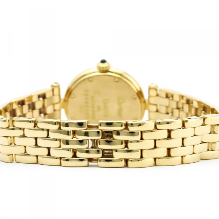 Pre Owned Cartier Silver 18K Yellow Gold Panthere Vendome Women's Wristwatch 24MM