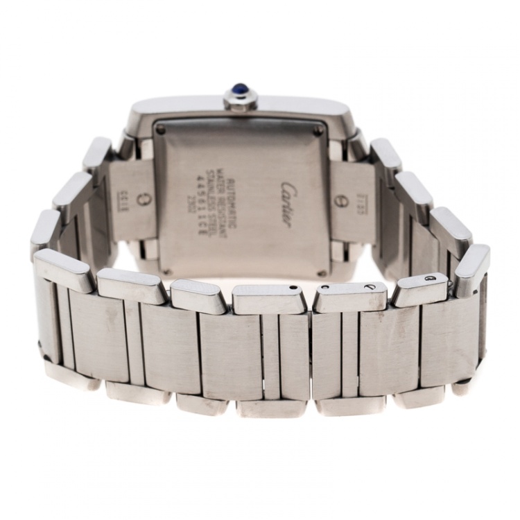 Pre Owned Cartier Silver White Stainless Steel Tank Francaise 2302 Women's Wristwatch 28 mm