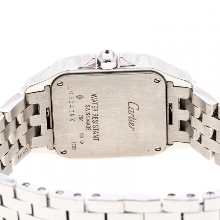 Pre Owned Cartier Diamond 18k White Gold Santos Demoiselle 2703 Women's Wristwatch 28MM
