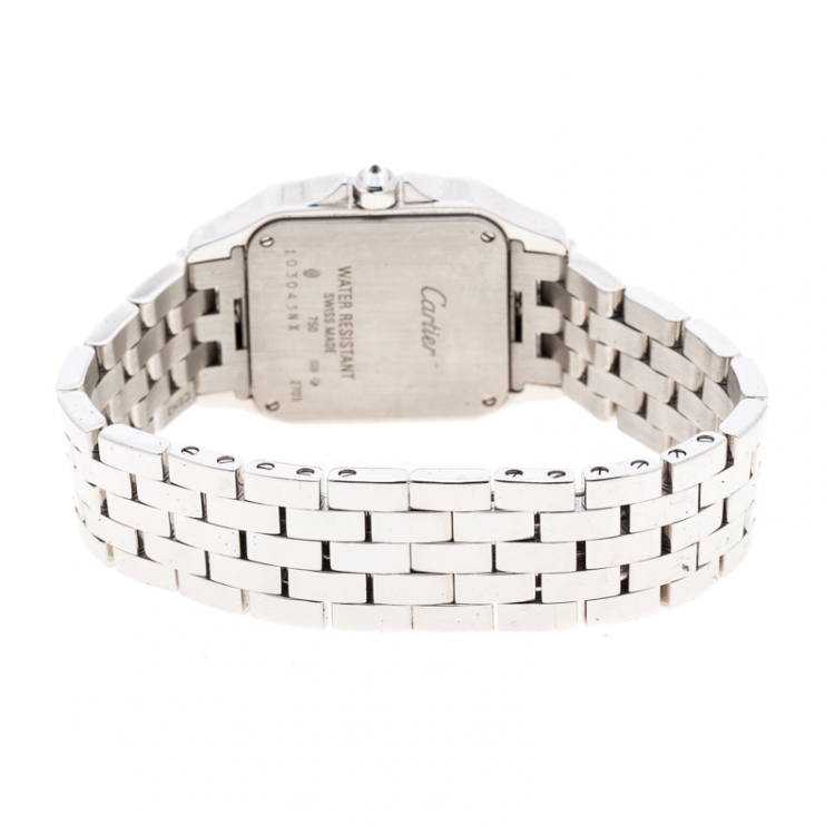 Pre Owned Cartier Diamond 18k White Gold Santos Demoiselle 2703 Women's Wristwatch 28MM
