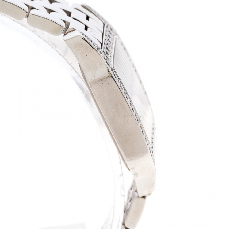 Pre Owned Cartier Diamond 18k White Gold Santos Demoiselle 2703 Women's Wristwatch 28MM