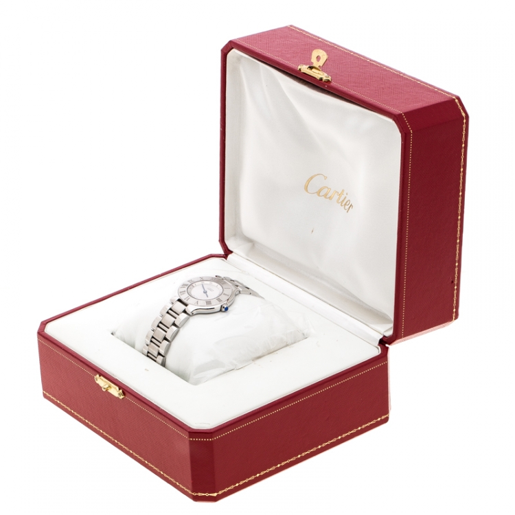 مملوكة مسبقًا Cartier Silver Stainless Steel Must De Cartier 21 Women's Wristwatch 31 mm