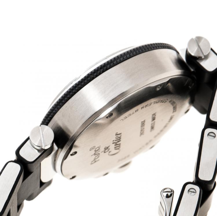 Pre Owned Cartier Black Stainless Steel Pasha Seatimer 3025 Women's Wristwatch 33 mm