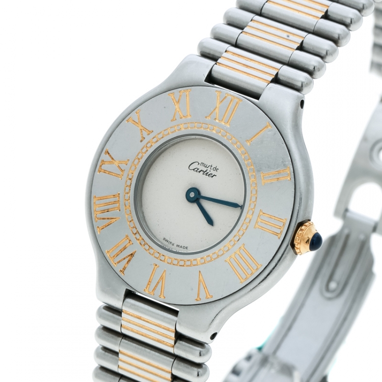 Pre Owned Cartier Cream Stainless Steel Must de Cartier Women's Wristwatch 31 mm