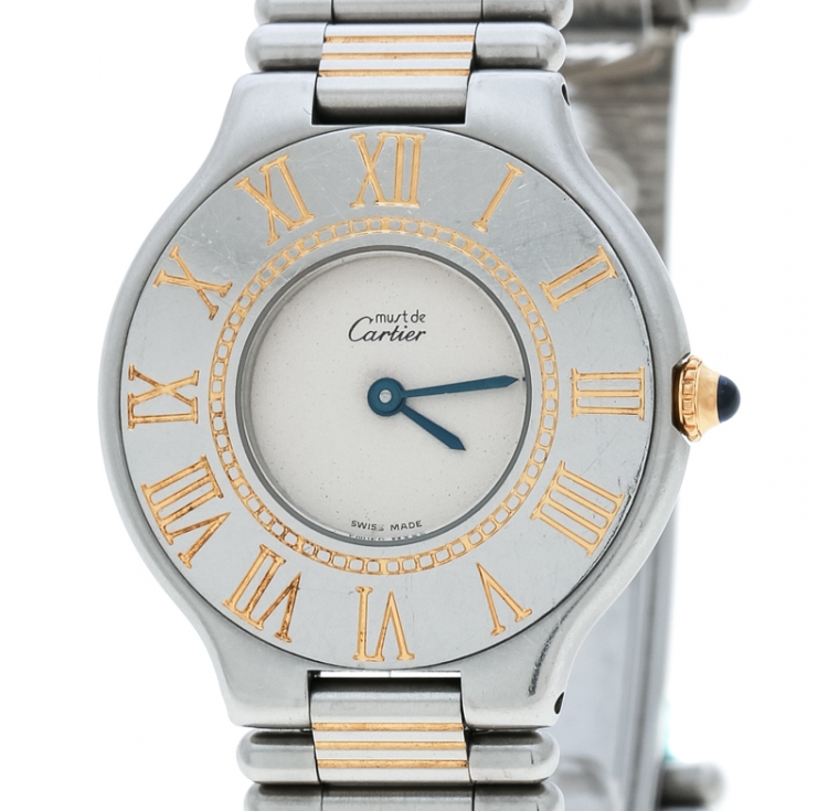 Pre Owned Cartier Cream Stainless Steel Must de Cartier Women's Wristwatch 31 mm