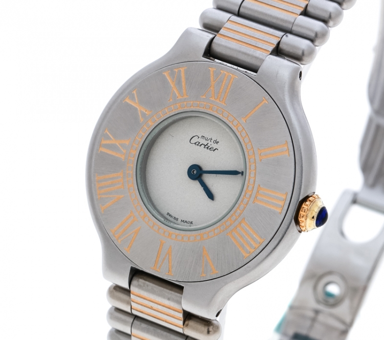 Pre Owned Cartier Grey Stainless Steel Must de Cartier Women's Wristwatch 28 mm