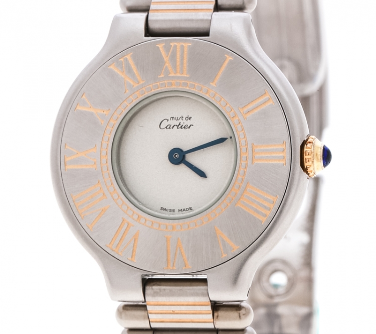 Pre Owned Cartier Grey Stainless Steel Must de Cartier Women's Wristwatch 28 mm