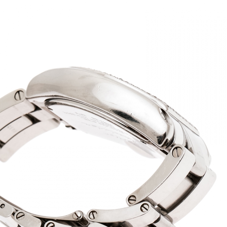مملوكة مسبقًا Cartier Peach Stainless Steel And Diamonds Roadster 2675 Women's Wristwatch 31 mm