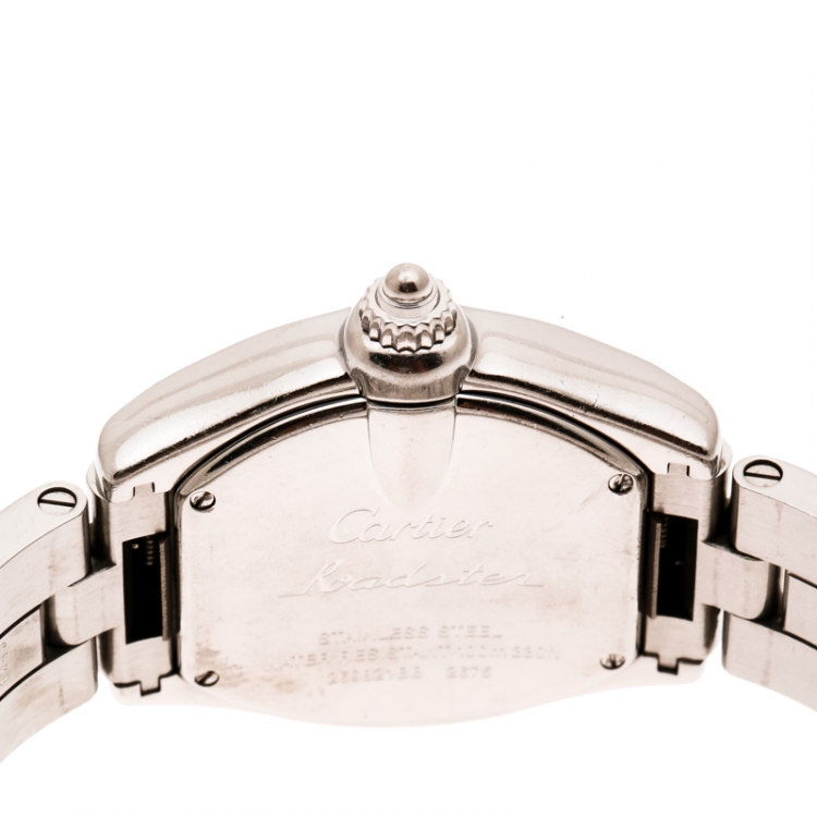مملوكة مسبقًا Cartier Peach Stainless Steel And Diamonds Roadster 2675 Women's Wristwatch 31 mm