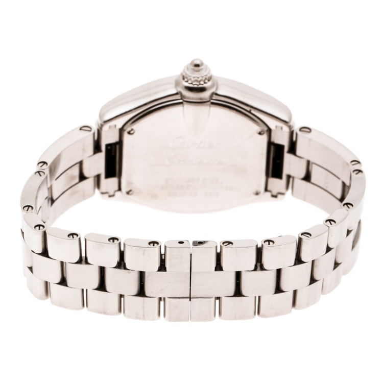 مملوكة مسبقًا Cartier Peach Stainless Steel And Diamonds Roadster 2675 Women's Wristwatch 31 mm