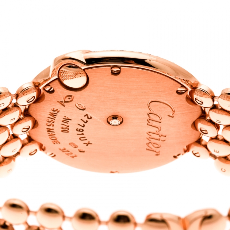 Pre Owned Cartier Mother of Pearl 18K Rose Gold Diamonds Ballon Blanc de Cartier 3722 Women's Wristwatch 30 mm